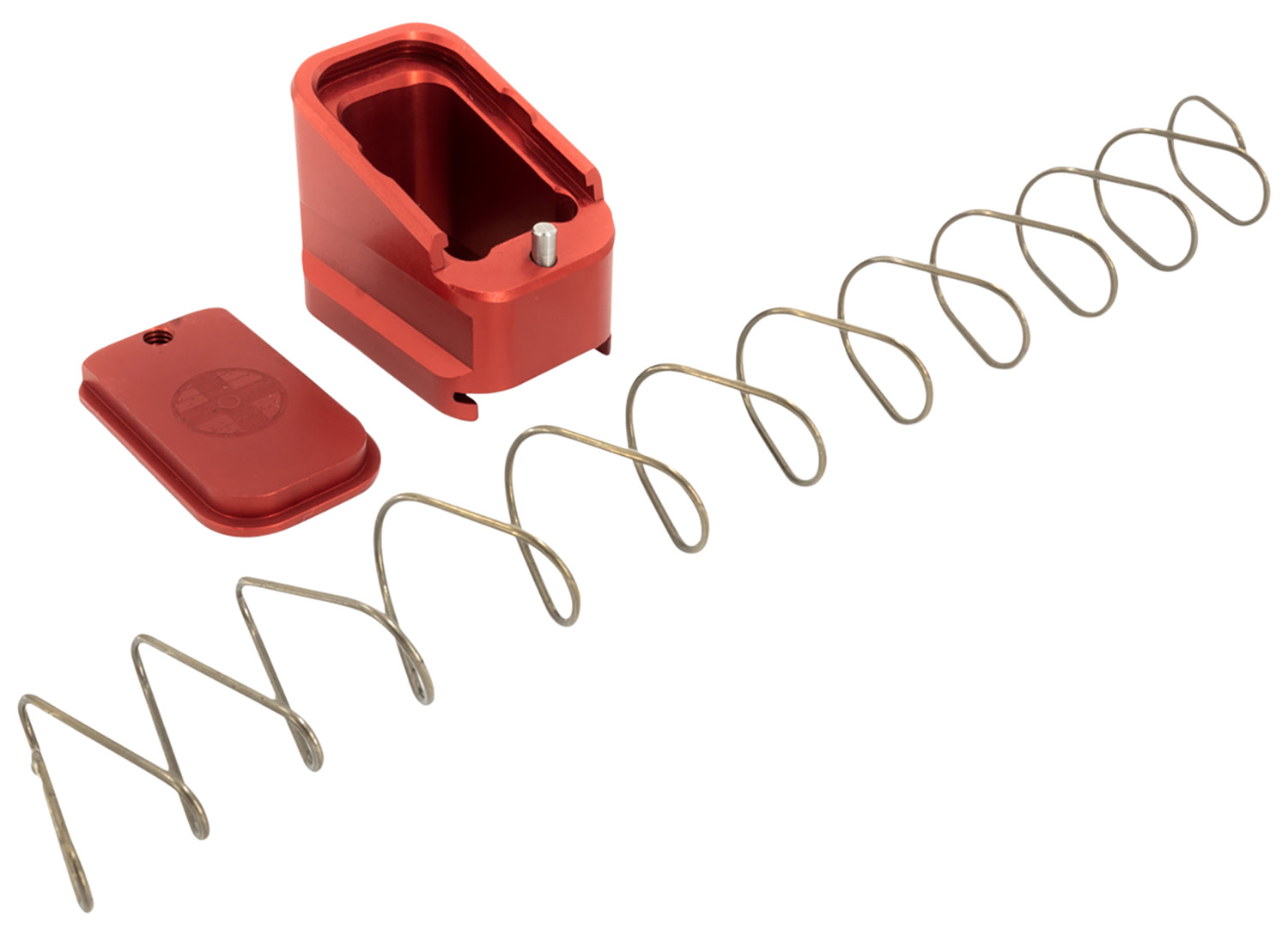 Shield Arms G17ME5RED Magazine Extension +5 Extended 40 S&W/9mm Luger Compatible w/Glock 17/19X/22/34/35/45, Red Anodized Aluminum