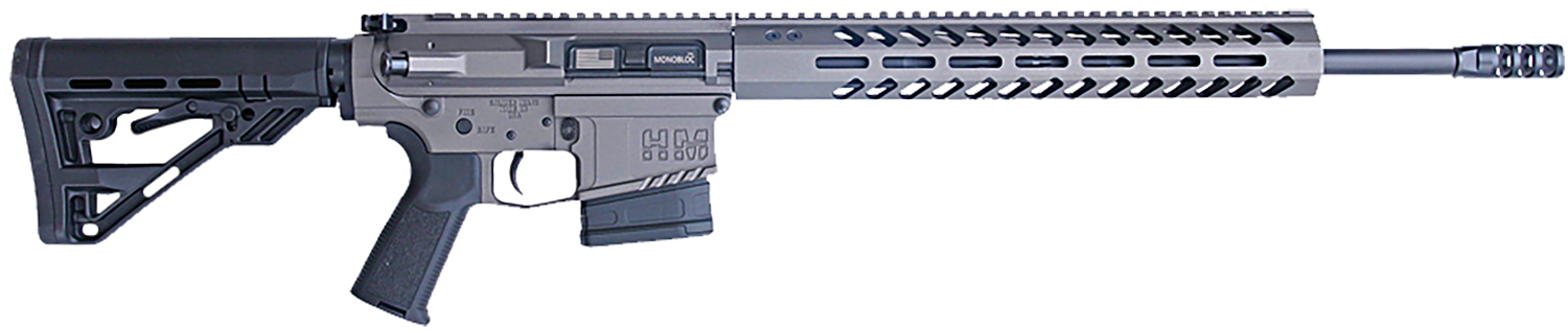 HM Defense HM1065 Avenger 6.5 Creedmoor 10+1 20″ Black Cerakote Match Grade Barrel, Tungsten Gray Cerakote 14″ Picatinny Rail Aluminum Receiver, Black Synthetic Mil-Spec HM Stock, Black Polymer Grip