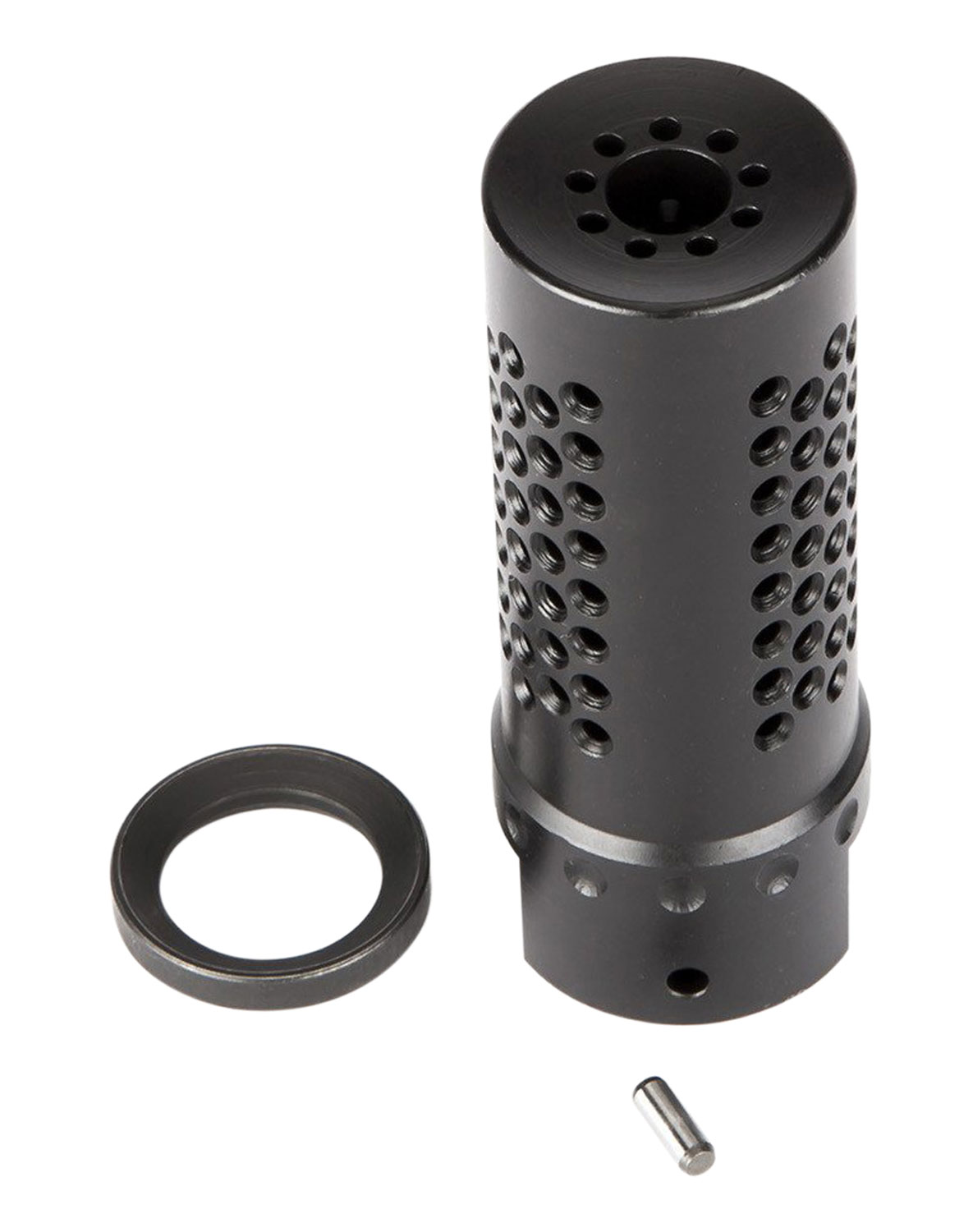 Spikes Tactical SBV1017 Dynacomp Extreme Muzzle Brake Black Nitride 416R Stainless Steel with 1/2″-28 tpi Threads & 2.25″ OAL for 5.56x45mm NATO