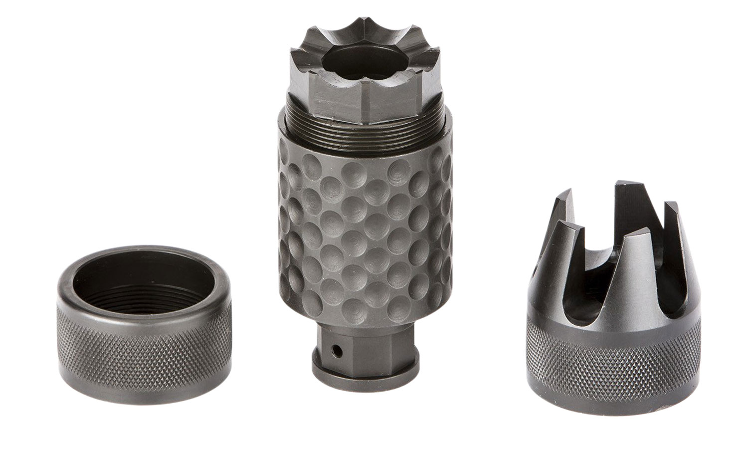 Spikes Tactical SAKB0200 Barking Spider2 Muzzle Brake Black Nitride 4140 Chromoly Steel with 5/8″-24 tpi Threads, 3.75″ OAL & 1.40″ Diameter for 30 Cal