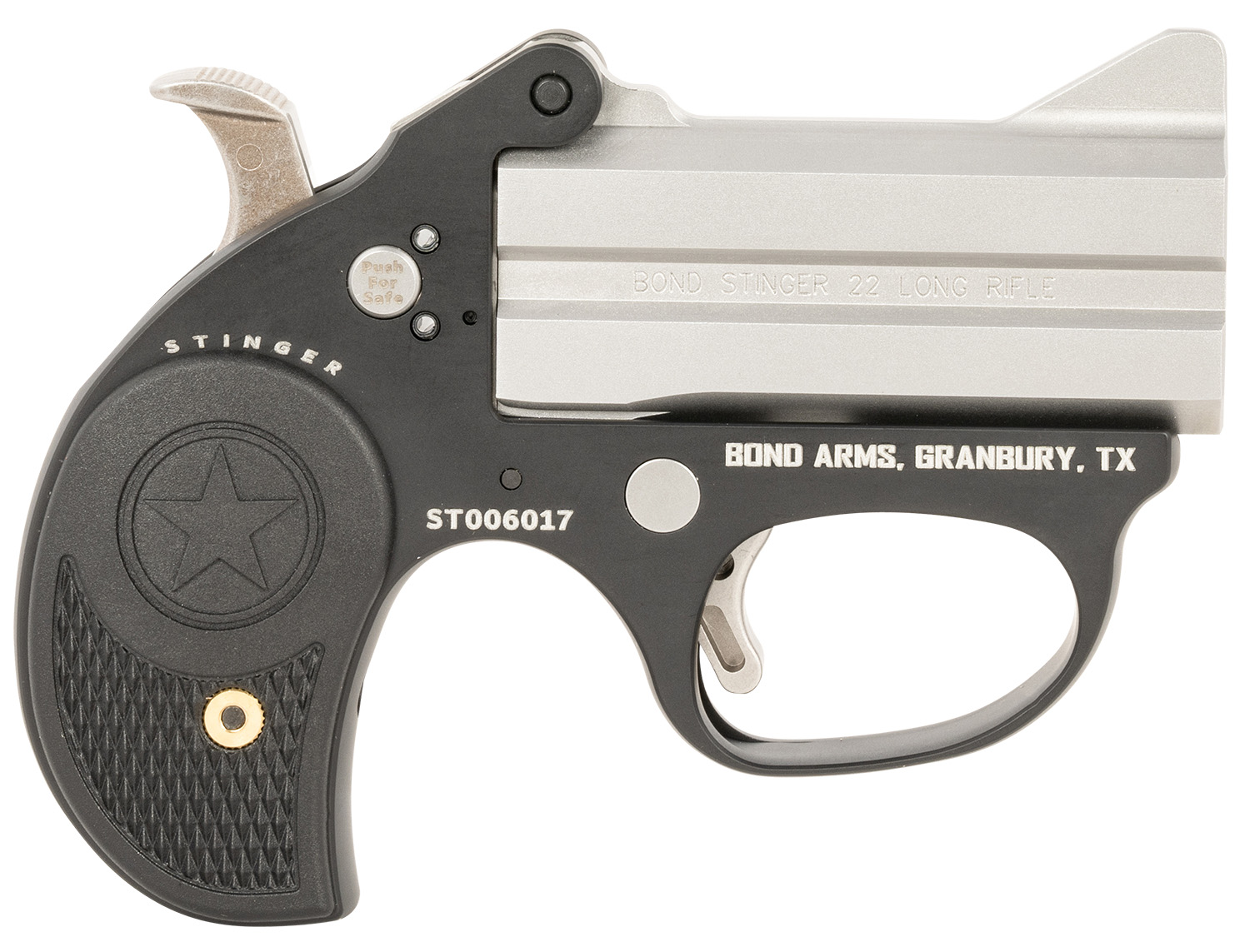 Bond Arms BAST Stinger 22 LR 2rd, 3″ Double Matte Stainless Steel Barrel, Anodized Aluminum Frame, Black Nylon Grip, Rebounding Hammer, Crossbolt Safety
