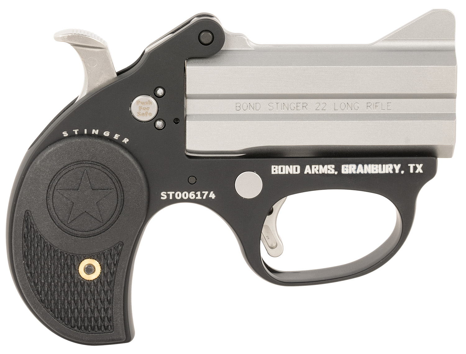 Bond Arms BASL Stinger  22 LR 2 3″ Matte Double Anodized Stainless Steel Barrel, Anodized Aluminum Frame, Black Rubber Grip