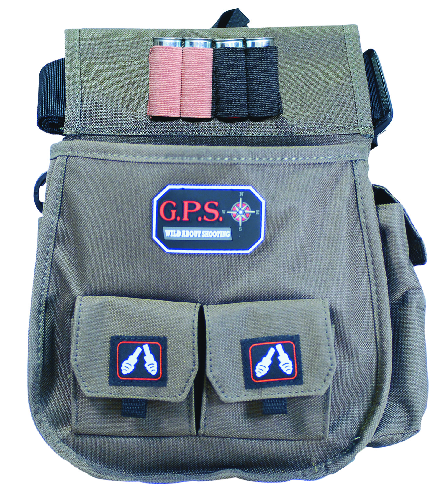 GPS Bags 1093CSP Deluxe Double Shotshell Pouch Olive Polyester Waist Mount 30-52″ Belt