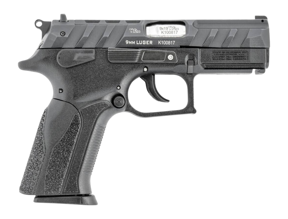Grand Power 8588005808651 P1 Mk23 9mm Luger 15+1 3.66″ 9mm Luger 12+1 3.66″ Stainless Rotating Barrel, Black Optic Ready/Serrated Slide, Black Frame w/Accessory Rail, Interchangeable Backstrap, Ambide