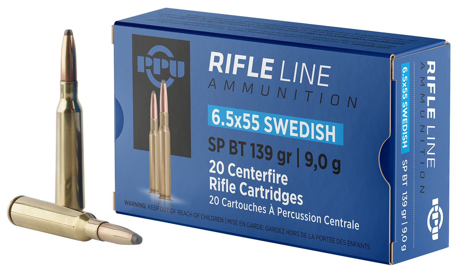 PPU PP6SWS Metric Rifle 6.5x55Swedish 139gr Soft Point Boat Tail 20 Per Box/10 Case