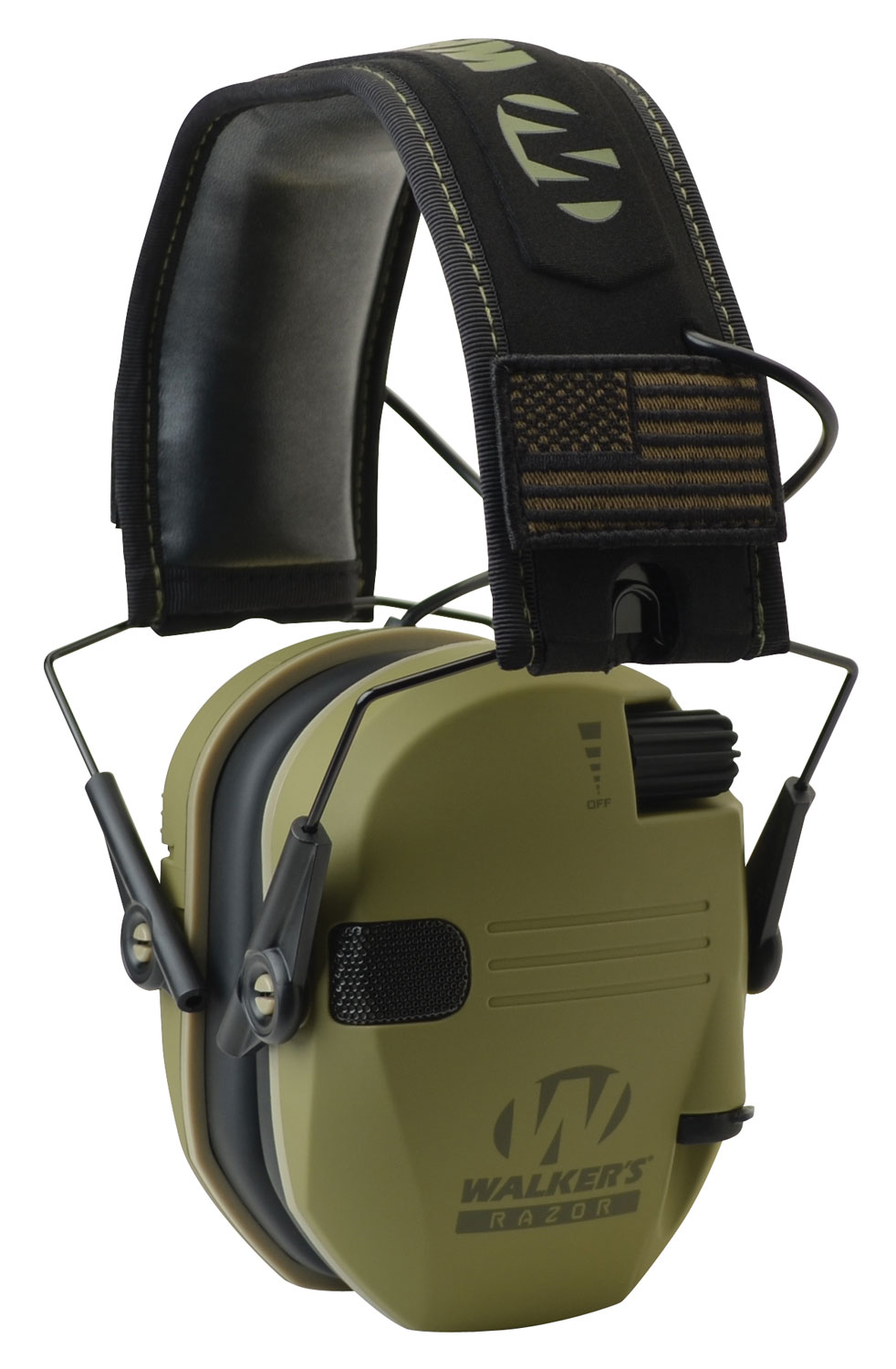Walker’s GWPRSEMPAT Razor Patriot 23 dB Over the Head OD Green/Black Polymer