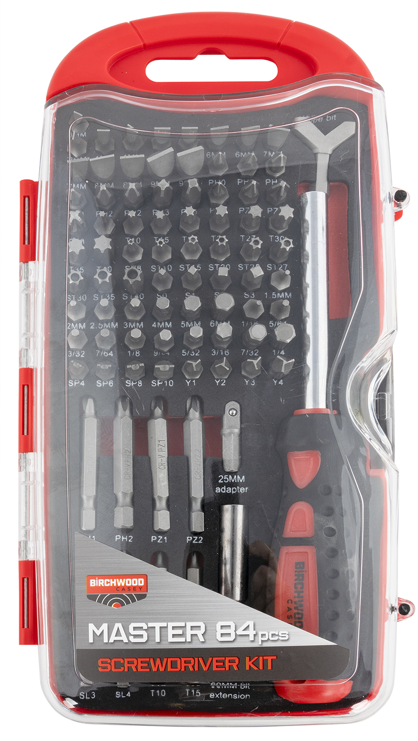 Birchwood Casey DLXSDS Master Screwdriver Kit 84 Pieces Includes Slotted/Philips/Torx/Hex Heads