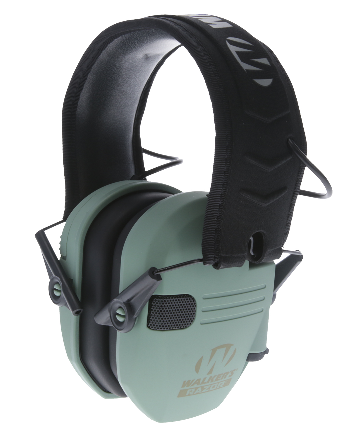 Walker’s GWPRSEMSGN Razor Slim Electronic Muff 23 dB Over the Head Sage Green/Black Polymer
