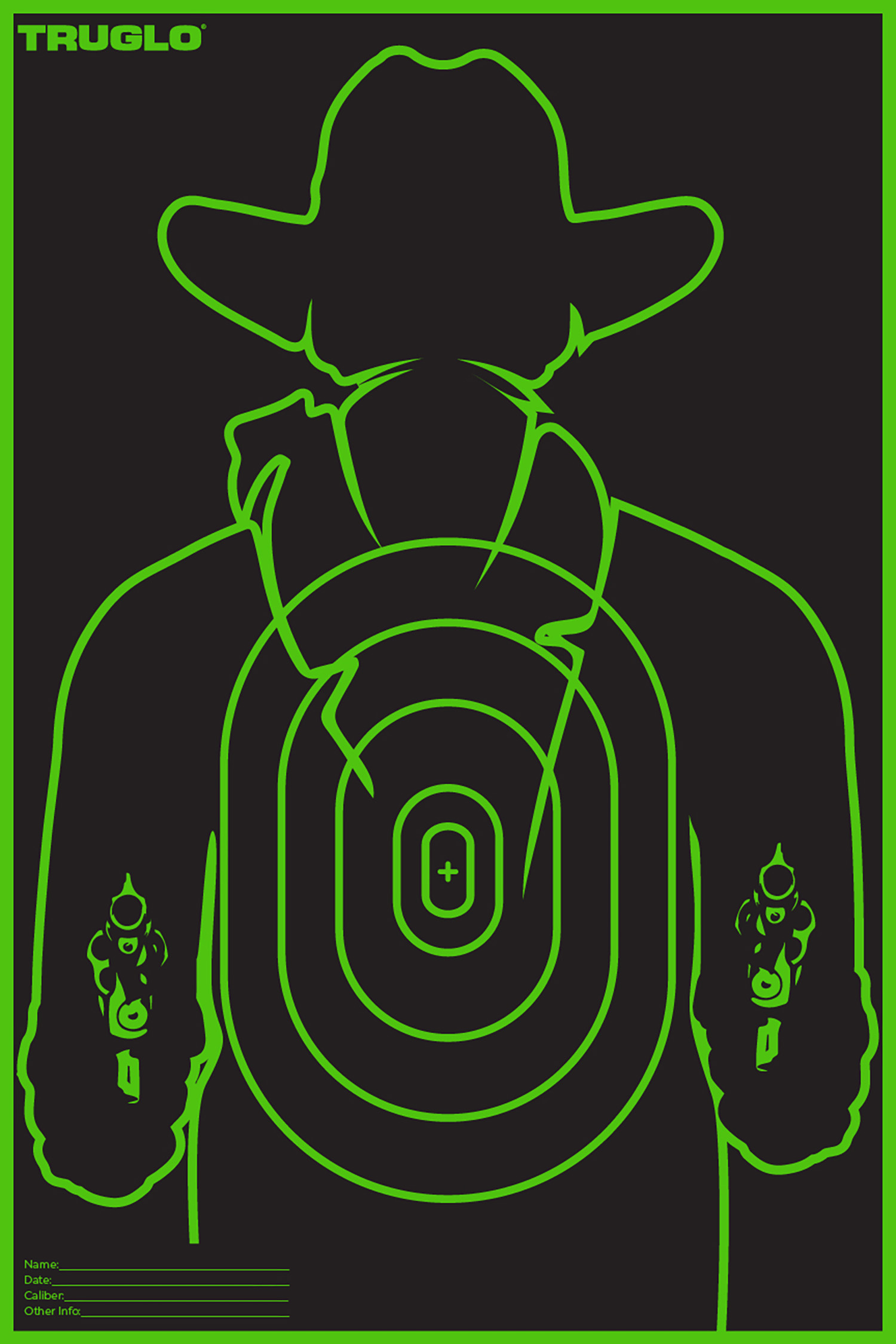 TruGlo TG16A6 Tru-See Gunslinger Target Self-Adhesive Heavy Paper Black/Green 12″x18″ Cowboy 6 Pack