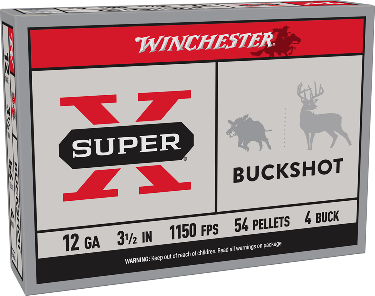 Winchester Ammo XB12L4 Super X 12Gauge 3.50″ 54Pellets 4Buck Shot 5 Per Box/50 Case