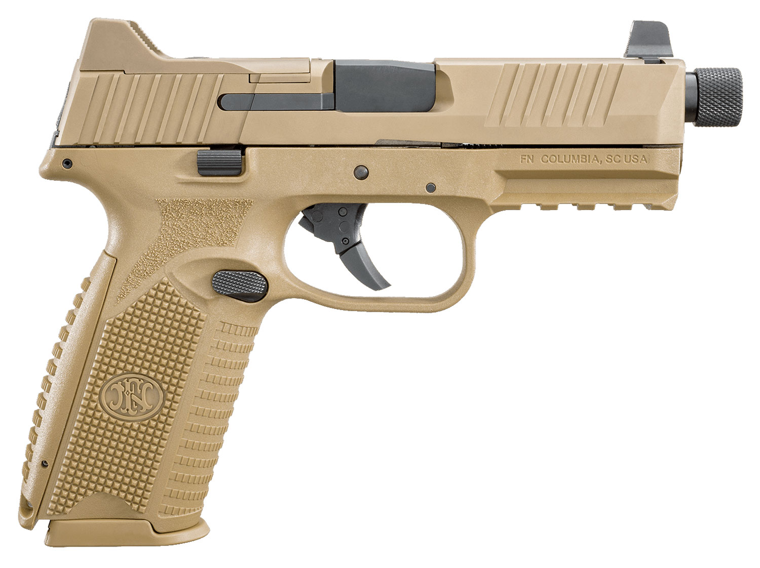 FN 66100383 509T 9mm Luger 10+1 4.50″ Black Steel Threaded Barrel, Flat Dark Earth Optic Cut/Serrated Stainless Steel Slide, Flat Dark Earth Polymer Frame w/Picatinny Rail