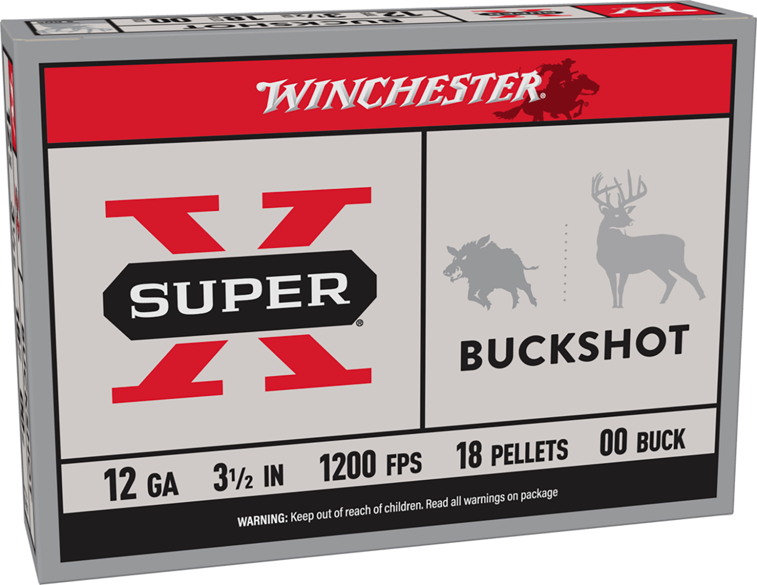 Winchester Ammo XB12L00 Super X 12Gauge 3.50″ 18Pellets 00Buck Shot 5 Per Box/50 Case