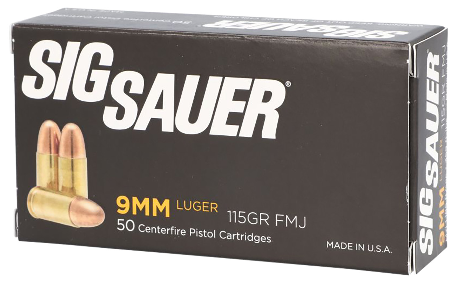 Sig Sauer E9MMB150 Elite Ball 9mmLuger 115gr Full Metal Jacket 50 Per Box/20 Case