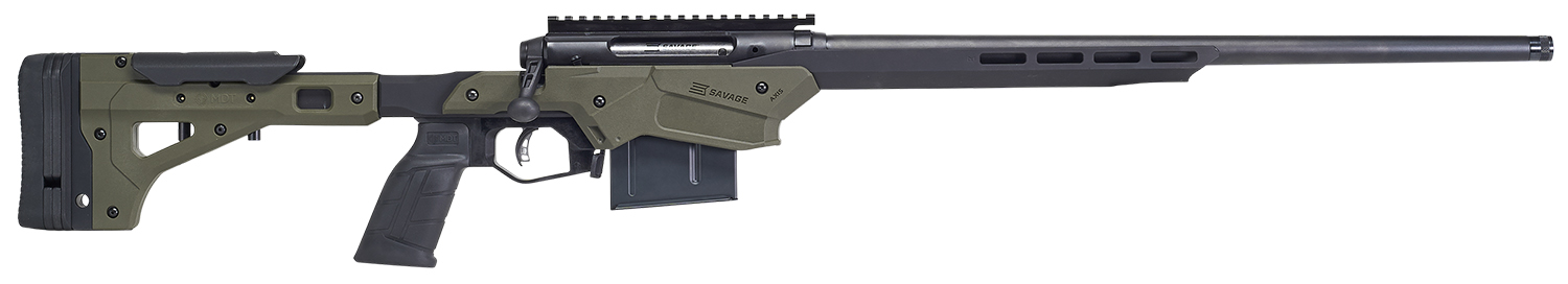 Savage Arms 57552 Axis II Precision 6.5 Creedmoor 10+1 22″, Matte Black Barrel/Rec, OD Green Adjustable MDT Aluminum Chassis, Polymer Grip