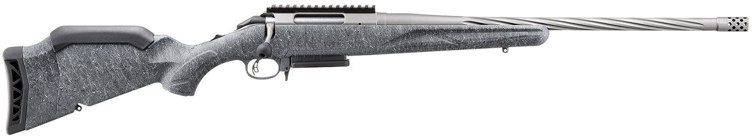 Ruger 46901 American II Full Size 6.5 Creedmoor 3+1 20″ Gun Metal Gray Cerakote Spiral Fluted Threaded Barrel & Alloy Steel Receiver w/Picatinny Rail, Gray Splatter Adj LOP Synthetic Stock
