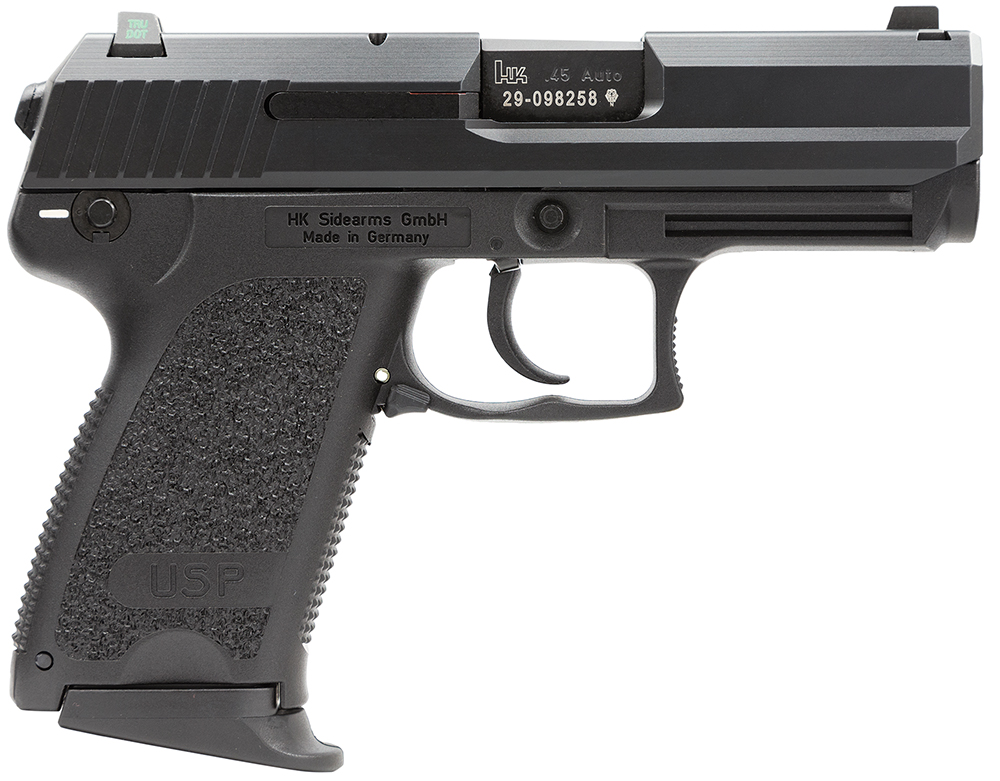 HK 81000343 USP Polymer Frame 45 ACP 8+1 3.78″ Polygonal Rifled Barrel, Black Serrated Slide, Black Polymer Frame, Black Polymer Grip, Ambidextrous