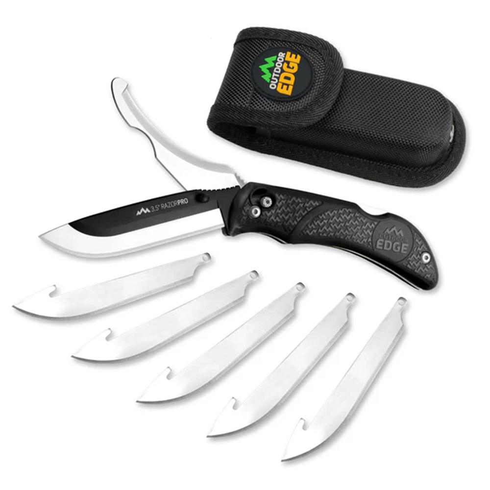 Outdoor Edge RazorPro G Replaceable Blade Folding Knife 3-1/2″ Drop Point Blade Black