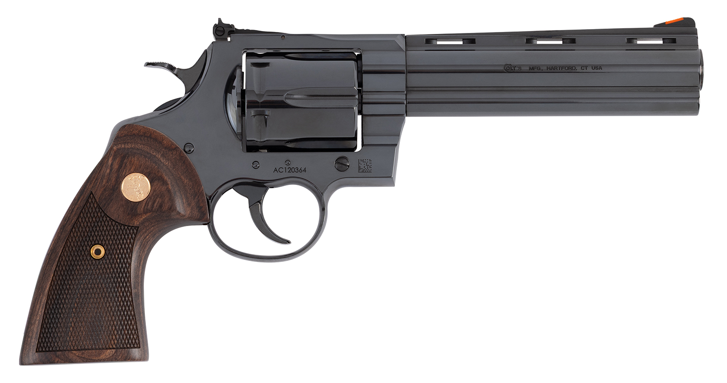 Colt Mfg ANACONDABP6WTS Anaconda  Large 44 Mag 6 Shot 6″ Blued Vent Rib Barrel, Cylinder, Drilled & Tapped Steel Frame, Hogue Finger Grooved Grip, Exposed Hammer