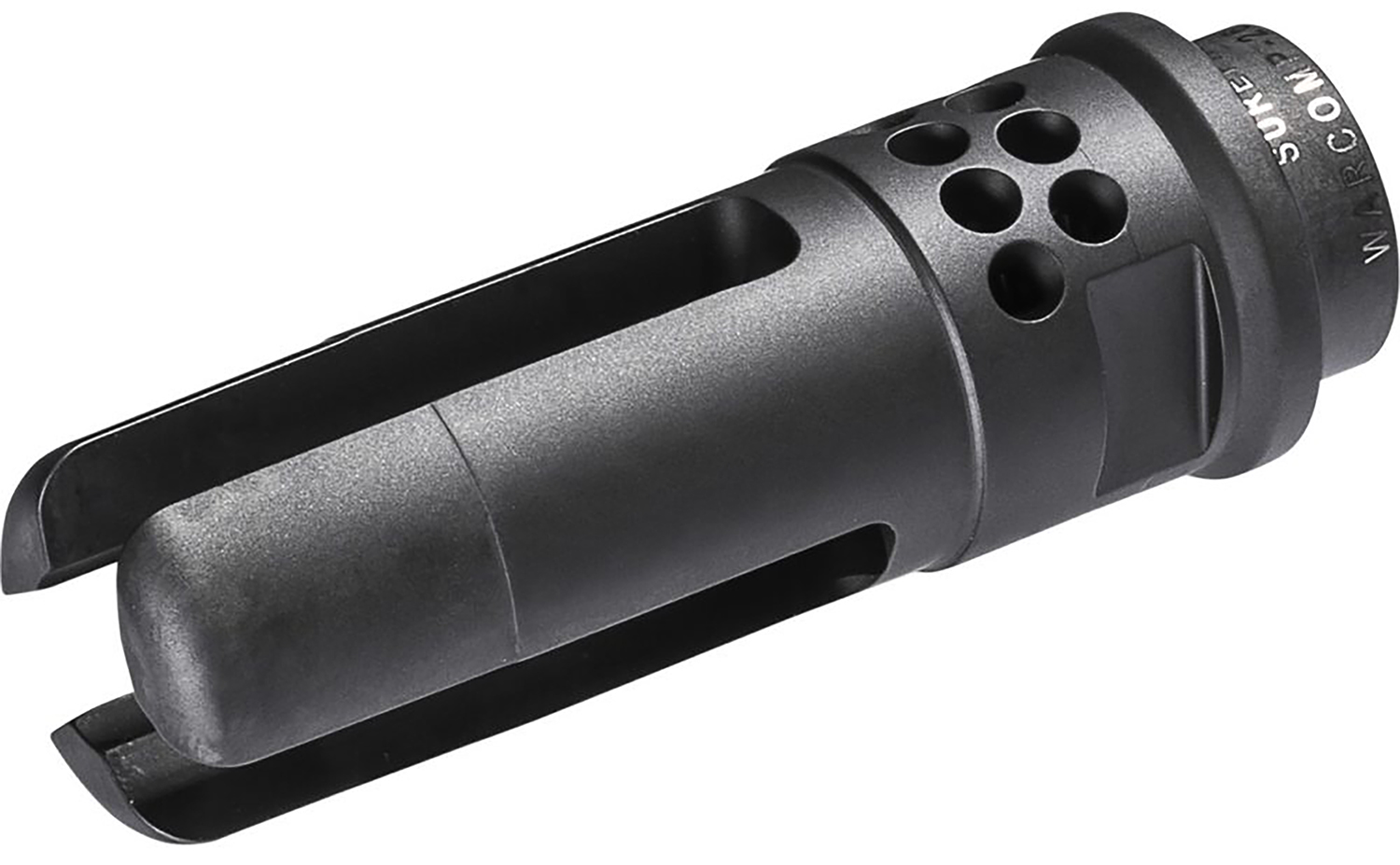 SureFire WARCOMP7625824 Warcomp QD Flash Hider 30 Cal (7.62mm) 5/8″-24 tpi, Open Tine 3-Prong, Ported Black Stainless Steel for AR/M4-Platform (SOCOM Suppressor Compatible)