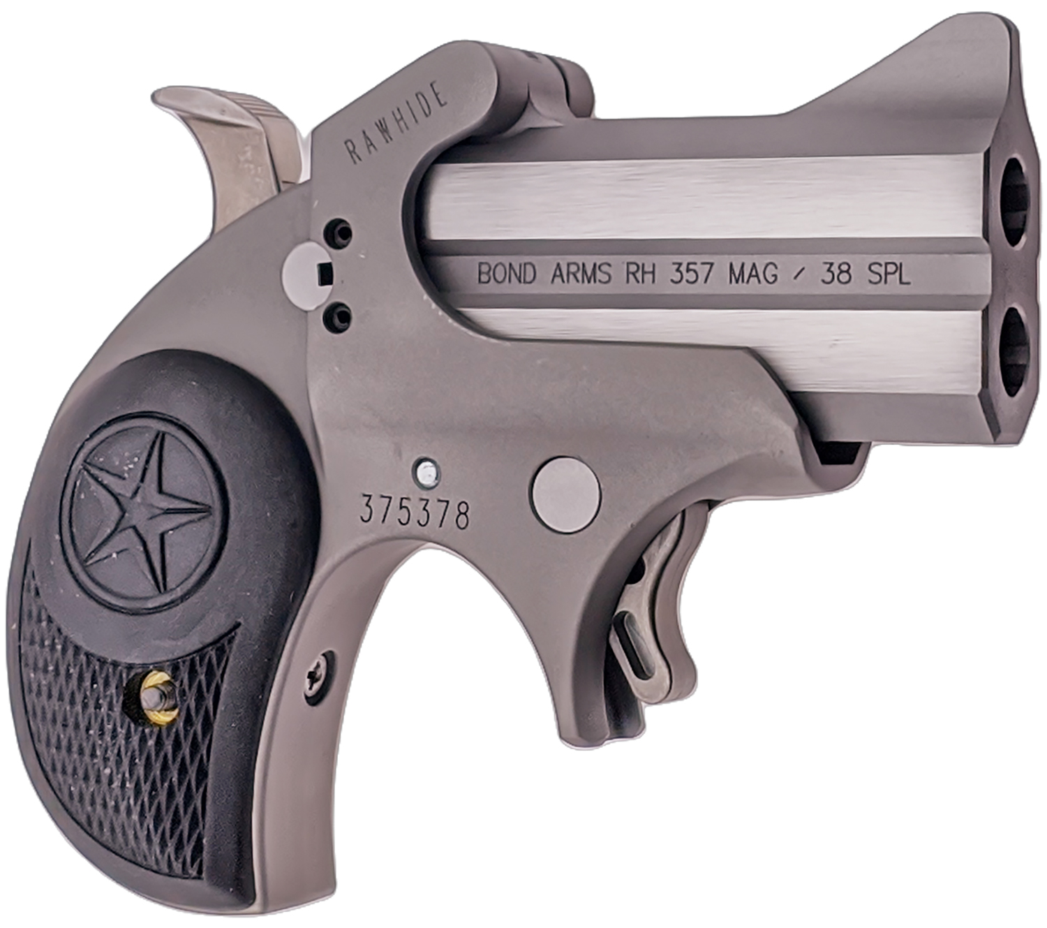 Bond Arms BARHR Rawhide 38 Special/357 Mag 2 Shot 2.50″ Rough Matte Stainless Steel Barrel & Frame, Black Rubber Grips