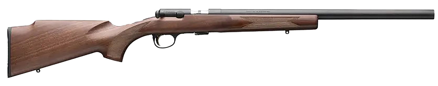 Browning 025253270 T-Bolt Target SR 17 HMR 10+1 20″ Matte Blued Heavy Bull Threaded Barrel, Drilled & Tapped Matte Blued Steel Receiver, Grade I Black Walnut Target Style Fixed w/Raised Comb Stock