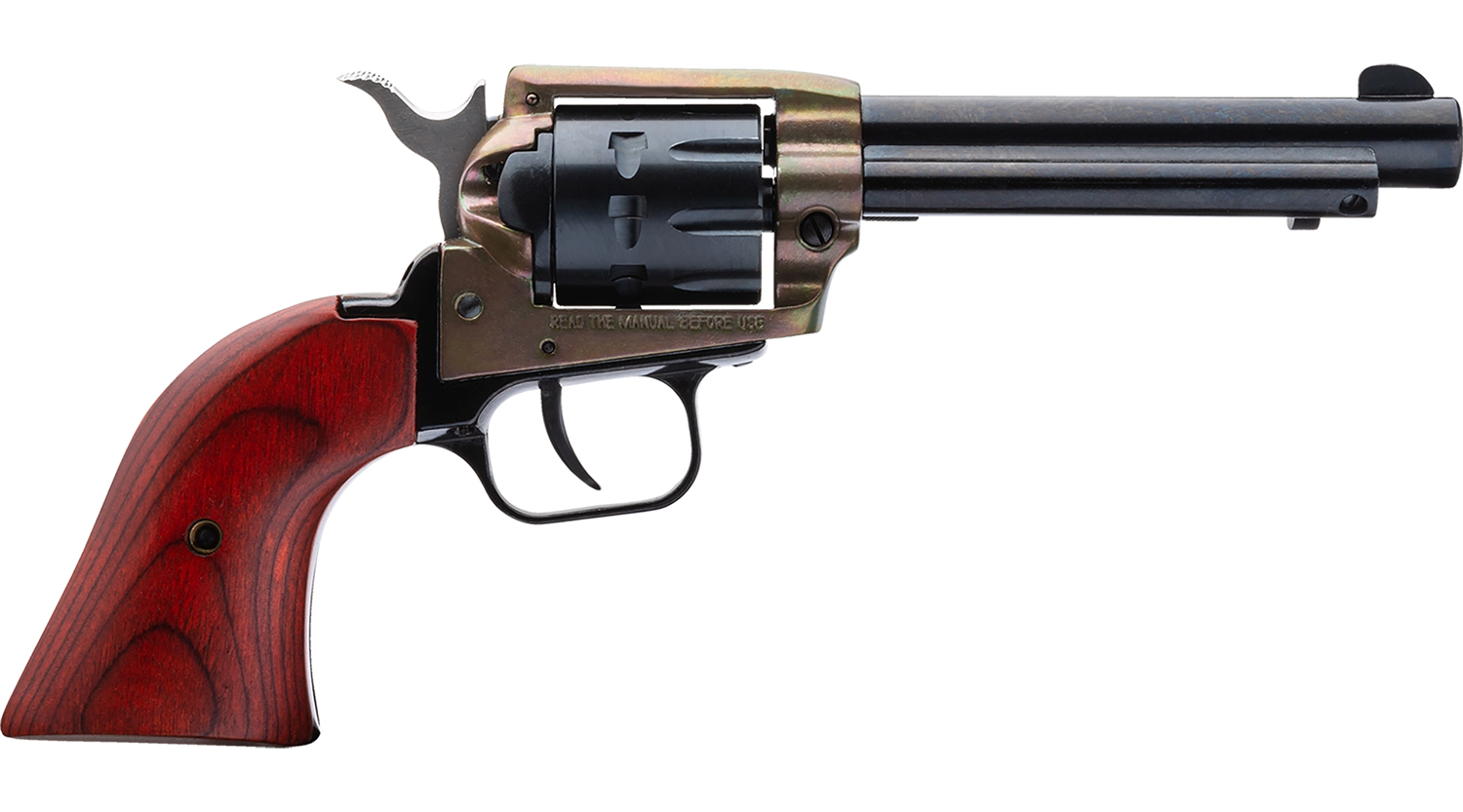 Heritage Mfg RR22999CH4 Rough Rider  22 LR 9 Shot 4.75″ Black Barrel, Black Cylinder, Simulated Case Hardened Zamak, Frame Cocobolo Grips
