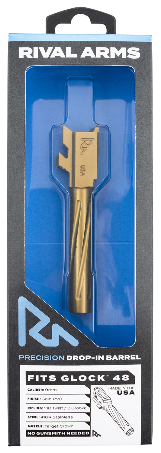 Rival Arms RARA20G801E Precision V1 Match Grade 9mm Luger 4.17″ Gold PVD Stainless Steel, Fits Glock 48