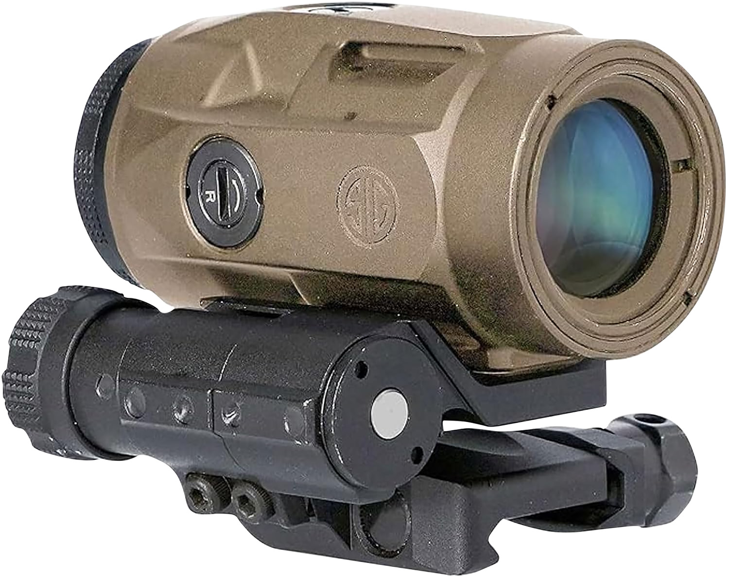 Sig Sauer Electro-Optics SOJ3M011 Juliet3-Micro Magnifier Flat Dark Earth 3x 22 mm 90 Degree Push Button Flip-to-side Mount
