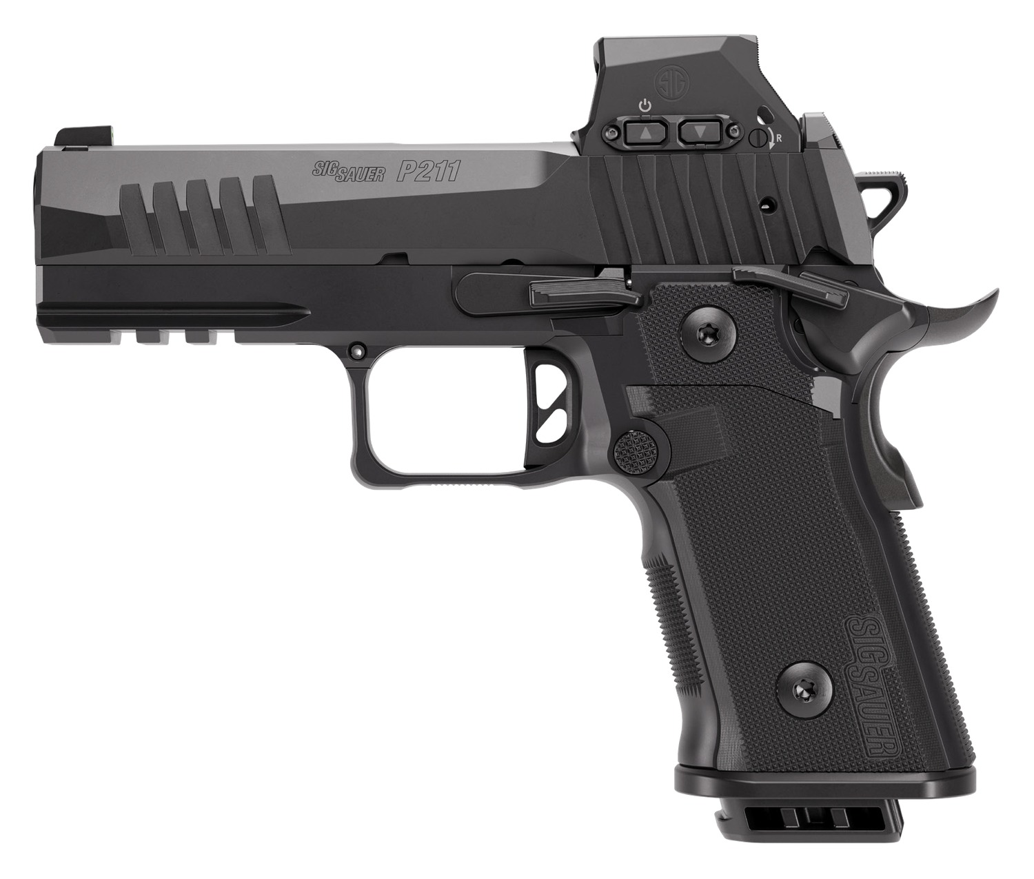 Sig Sauer 211CA9GT4RXSL P211 GT4 w/Optic Carry 9mm Luger 21+1 4.20″ Black Barrel, Black Nitron Stainless Steel Serrated w/Optic Slide & Stainless Steel Frame w/Beavertail & Picatinny Rail, G10 Grip Pa