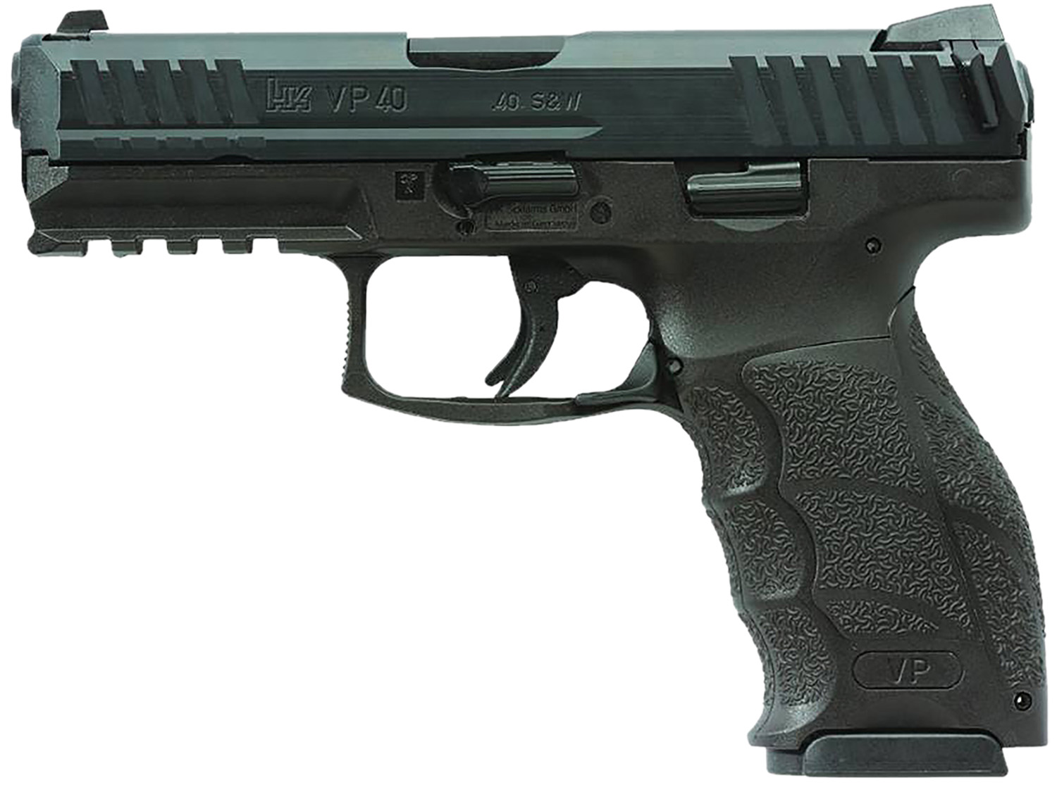 HK 81001161 VP40 40 S&W 10+1 4.09″ Black Steel Barrel, Black Cerakote Serrated Steel Slide, Black Polymer Frame w/Picatinny Rail, Black Interchangeable Backstrap Grip