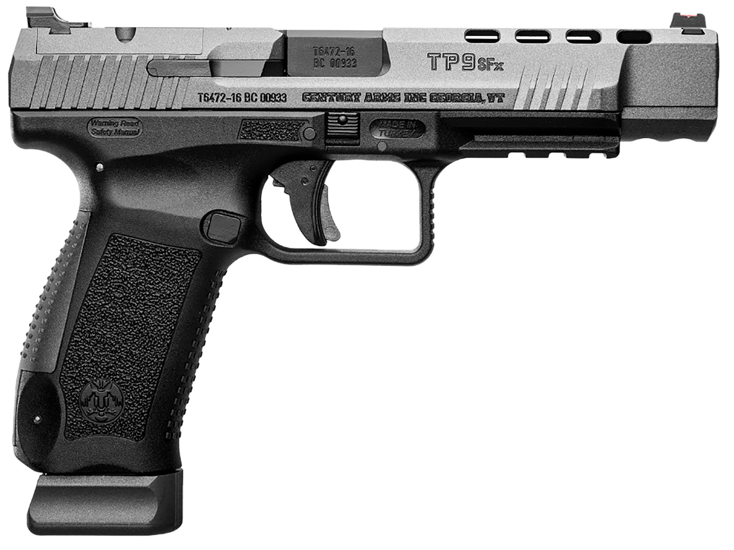 Canik HG4192GN TP9 SFx 9mm Luger 10+1 5.20″ Tungsten Gray Match Grade Barrel, Black Lightening Cut/Optic Cut/Serrated Steel Slide, Black Polymer Frame w/Picatinny Rail, Interchangeable Backstrap Grip