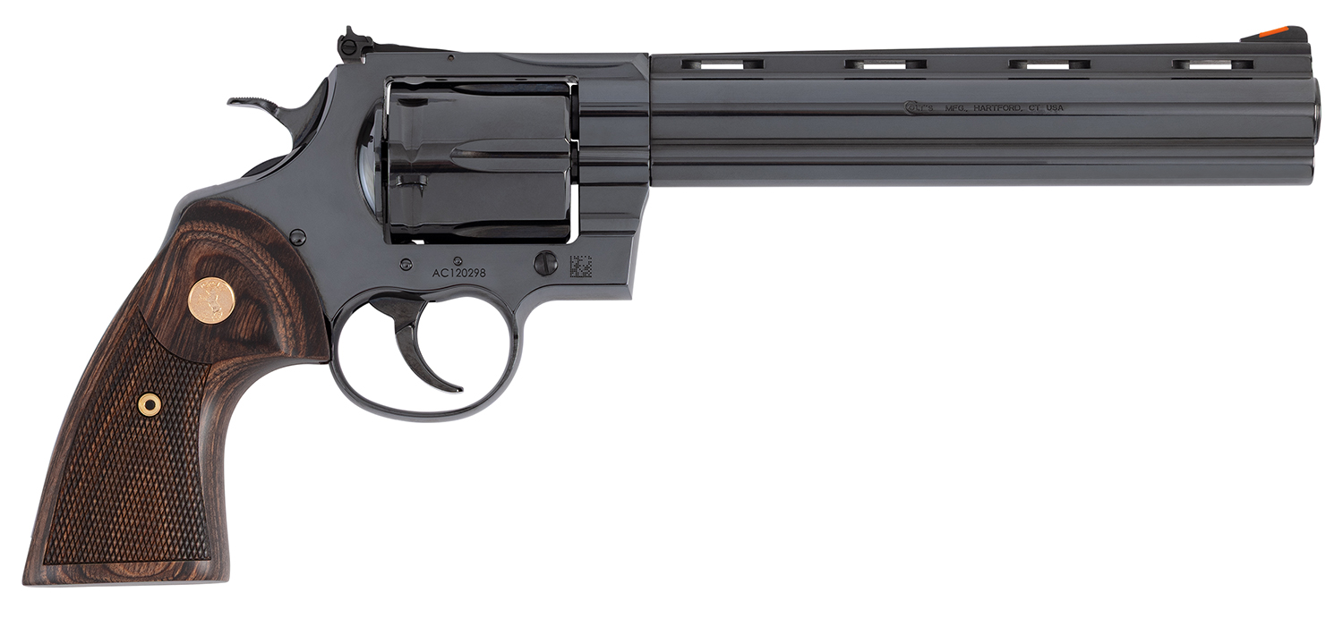 Colt Mfg ANACONDABP8WTS Anaconda Large 44 Mag 6 Shot 8″ Blued Vent Rib Barrel, Cylinder, Drilled & Tapped Steel Frame, Hogue Finger Grooved Grip, Exposed Hammer