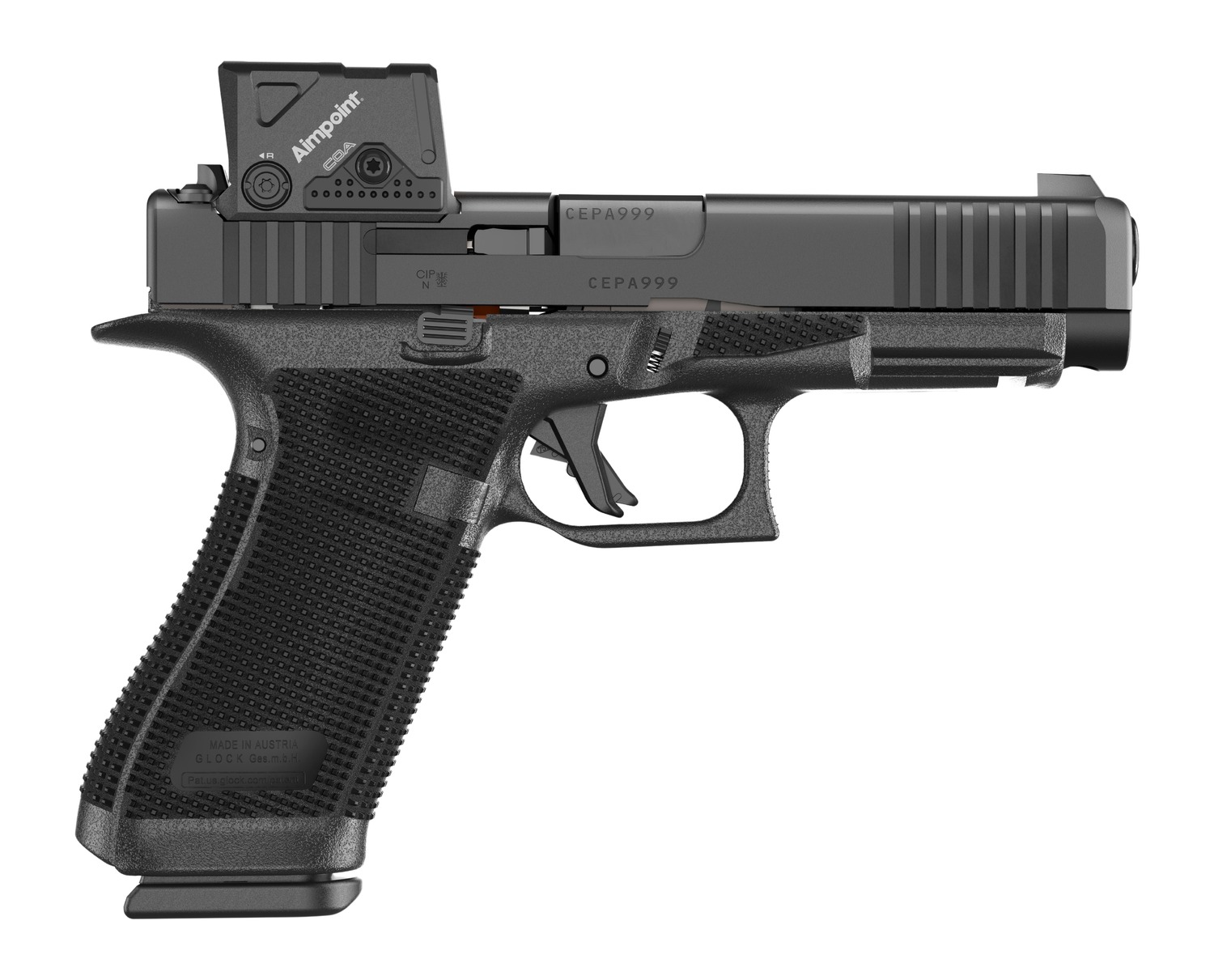 Glock P61750B01DC8A3 G17 Gen6 w/Aimpoint Full Size 9mm Luger 10+1 4.49″ Black GMB Barrel, Black nDLC Steel Serrated w/Optic Slide, Black Polymer Frame w/Accessory Rail, Interchangeable Backstrap Grip,