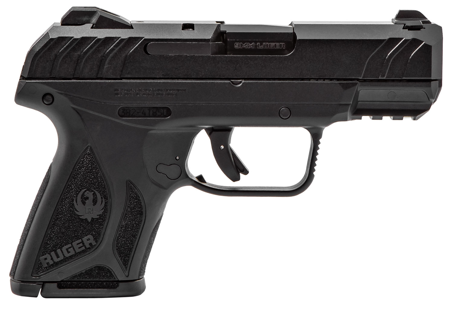 Ruger 3818 Security-9 Compact 9mm Luger 3.42″ Barrel 10+1,Black Polymer Frame With Picatinny Acc. Rail, Black Oxide Steel Slide, Manual Safety