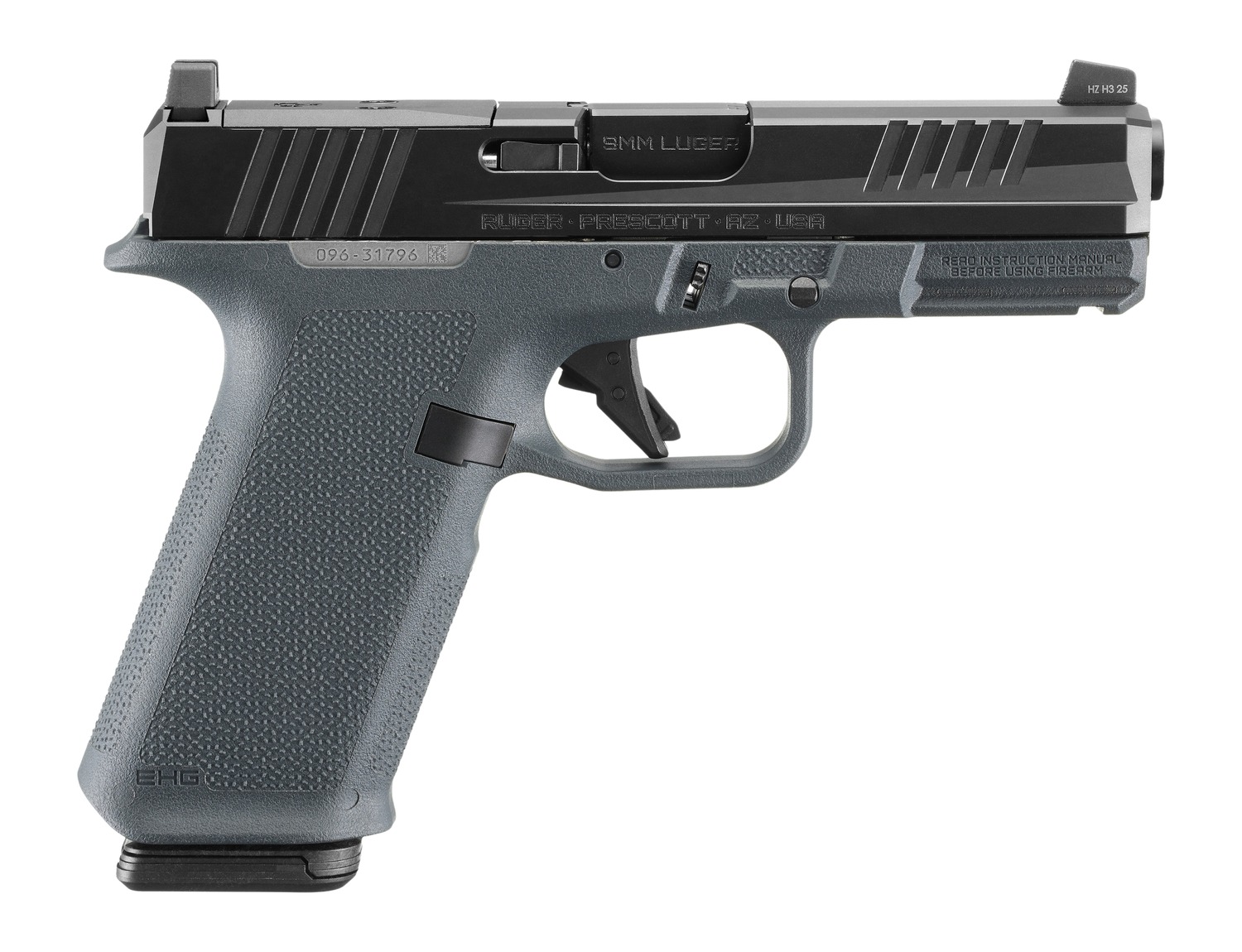 Ruger 19441 RXM  9mm Luger 17+1 4″ Black FNC Nitride Alloy Steel Barrel & Optic Ready/Serrated Slide, Stealth Gray Polymer Frame w/Accessory Rail, Textured Grip, RMR/RMSc/DeltaPoint Pro Footprint