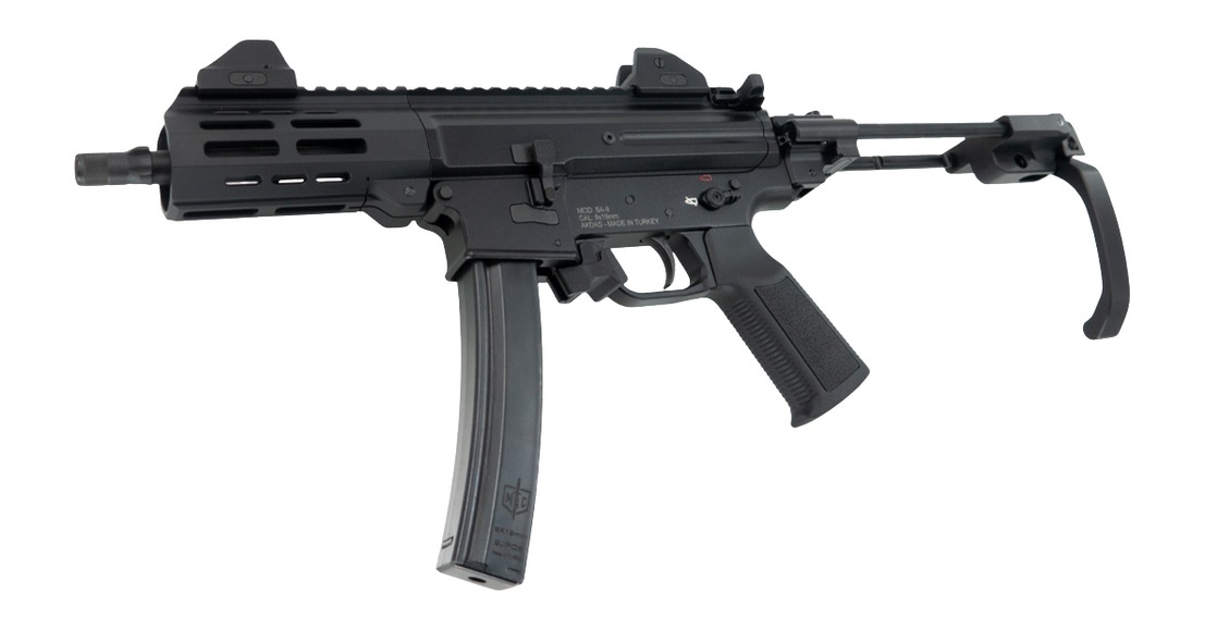 MAC 12755002 IX 9mm Luger 6.50″ Black Anodized Threaded Barrel & Receiver w/Picatinny Rail, M-LOK Handguard, Black Polymer Tailhook Retractable Brace