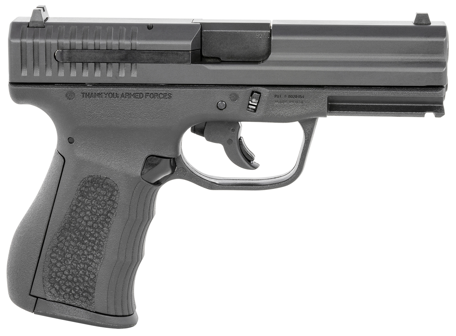 FMK G9C1G2BSSCM 9C1 G2 *CA/MA Compliant 9mm Luger 10+1 4″ Black Stainless Steel Barrel, Black Serrated Carbon Steel Slide, Black Polymer Frame w/Picatinny Rail, Black Backstrap Grip