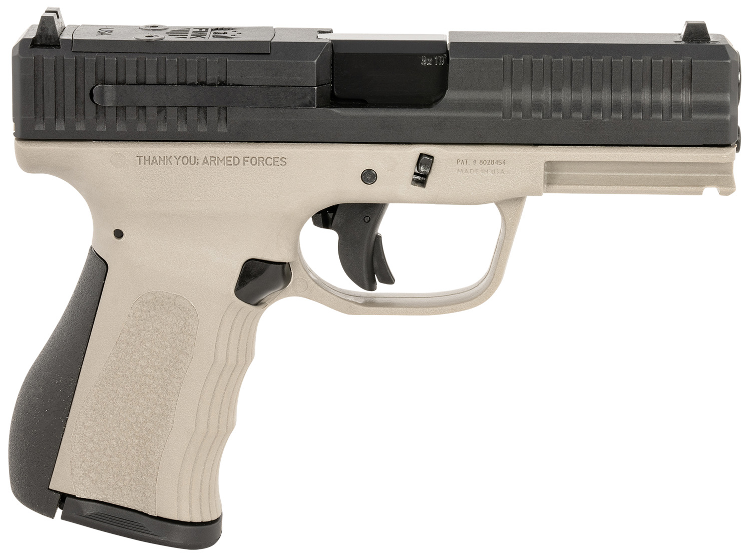 FMK FMKG49TG G3 9mm Luger 14+1 4″ Stainless Steel Barrel, Black Optic Cut/Serrated Carbon Steel Slide, Titanium Gray Polymer Frame w/Picatinny Rail, Black Backstrap Grip