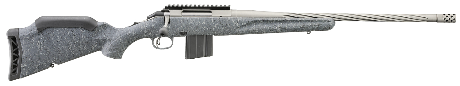 Ruger 46906 American II Full Size 350 Legend 5+1 20″ Cobalt Cerakote Spiral Fluted Threaded Barrel & Alloy Steel Receiver w/Picatinny Rail, Gray Splatter Adj LOP Synthetic Stock