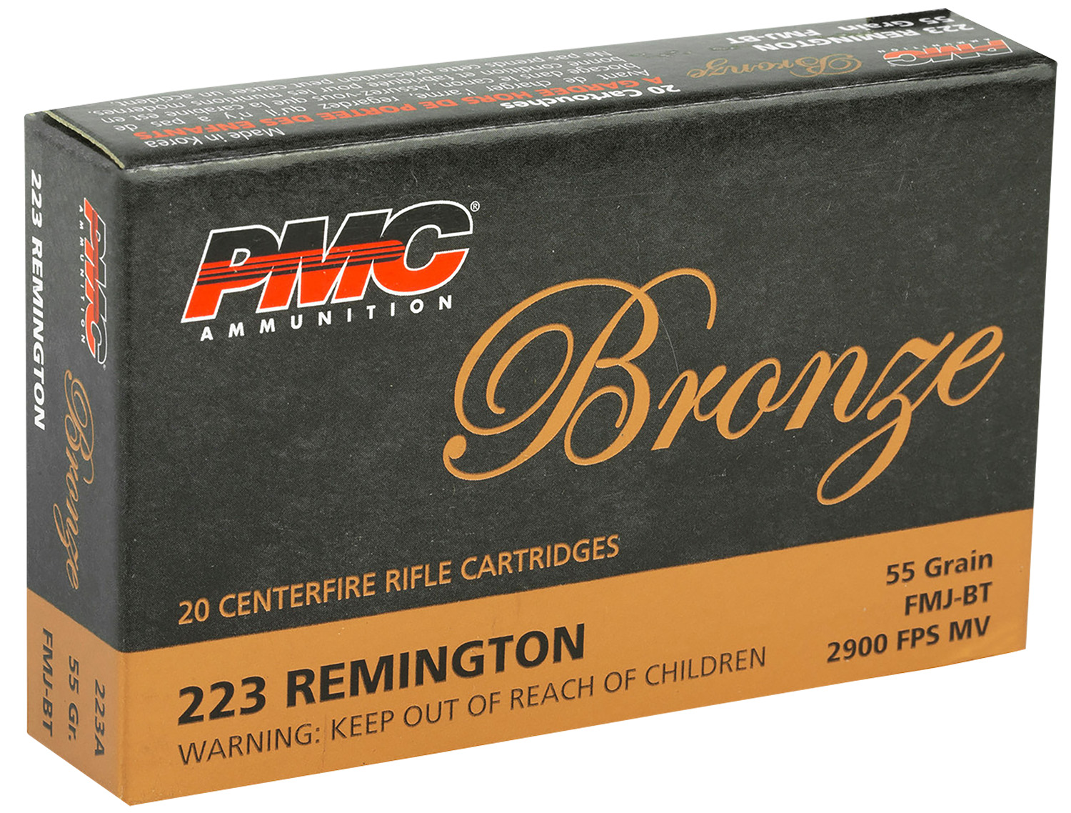 PMC 223A Bronze 223Rem 55gr Full Metal Jacket Boat Tail 20 Per Box/50 Case