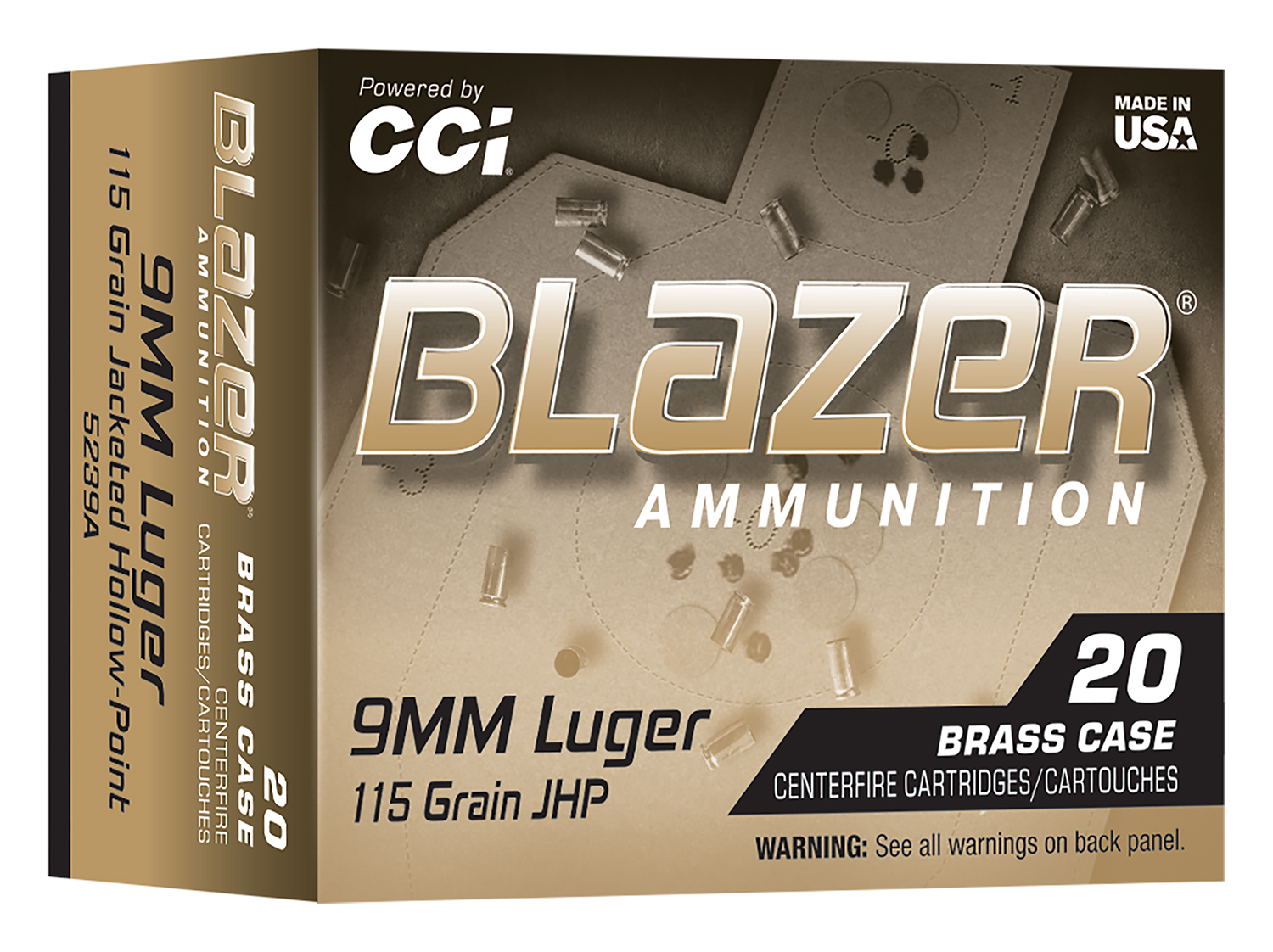 CCI 5239A Blazer 9mmLuger 115gr Jacketed Hollow Point 20/Box