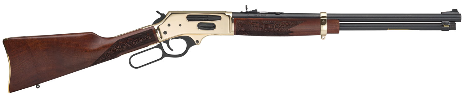 Henry H0243030 Side Gate Full Size 30-30 Win 5+1 20″ Blued Steel Barrel, Polished Brass Receiver, American Walnut Stock Right Hand