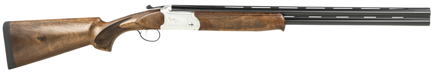 ATI ATIGKOF12SVE26 Cavalry SVE 12 Gauge 3″ 2rd 26″ Blued O/U Barrel, Silver Engraved Metal Finish, Oiled Turkish Walnut Stock, Ejector, 5 Chokes