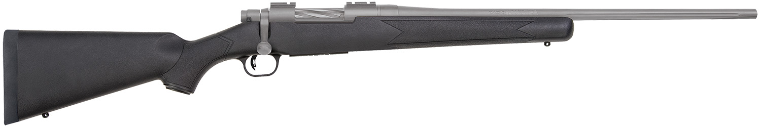 Mossberg 28006 Patriot 7mm-08 Rem 5+1 22″ Stainless Cerakote Fluted Barrel, Stainless Cerakote Receiver Drilled & Tapped, Black Fixed Synthetic Stock, Right Hand