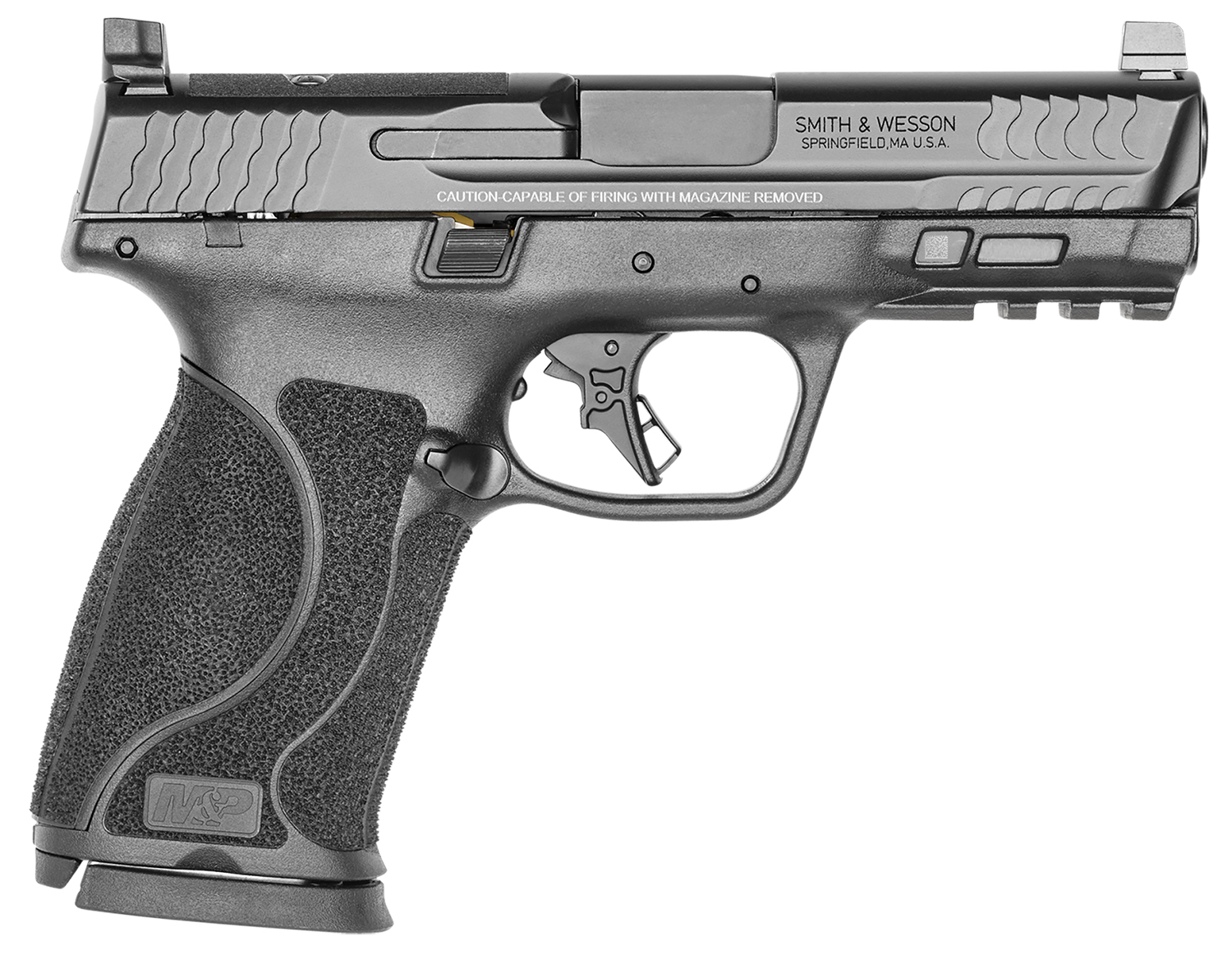 Smith & Wesson 13389 M&P M2.0 Full Size 10mm Auto 15+1, 4″ Black Armornite Stainless Steel Barrel, Optic Cut/Serrated Stainless Steel Slide, Matte Black Polymer Frame w/Picatinny Rail