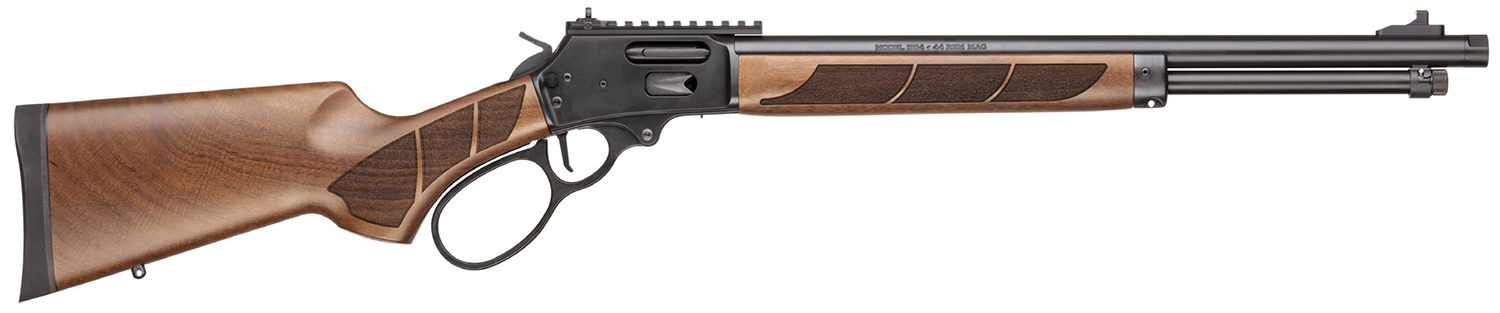 Smith & Wesson 13809 1854 44 Rem Mag 9+1 19.25″ Black Armornite Threaded Barrel, Black Armornite Picatinny Rail Stainless Steel Receiver, Fixed Walnut w/Textured Grip Panels Stock, Large Loop