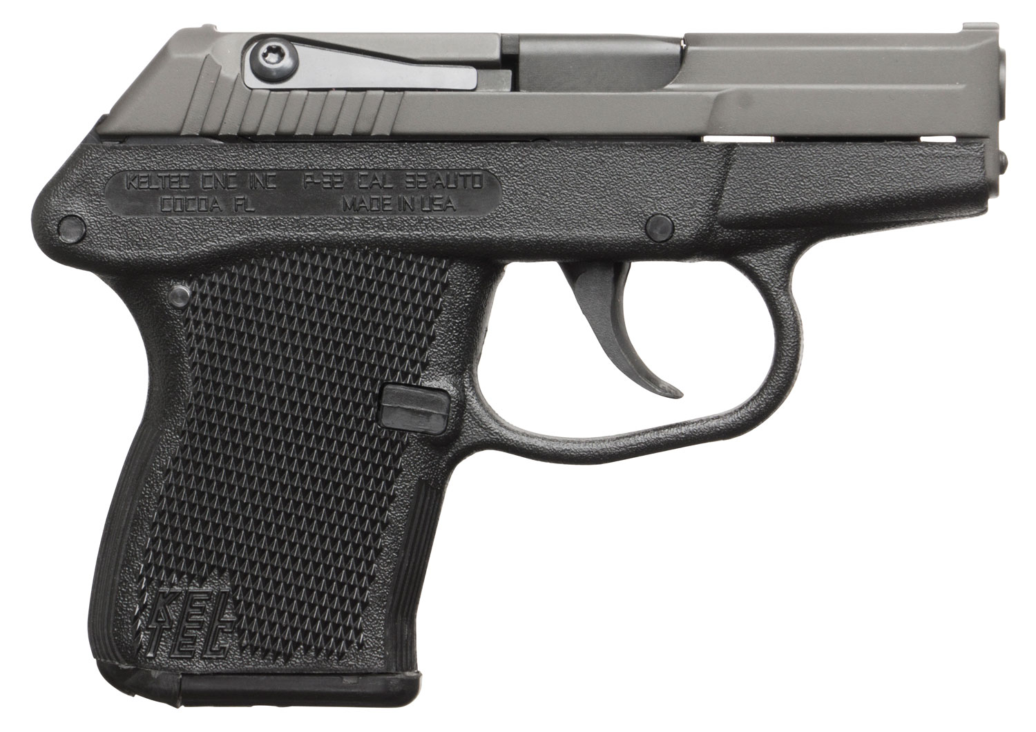 Kel-Tec P32BBLK P-32 32 ACP Caliber with 2.68″ Barrel, 7+1 Capacity, Blued Finish Aluminum Frame, Serrated Blued Steel Slide & Black Polymer Grip