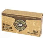 Patriot Sports Brass Case Handgun Ammunition 9mm Luger 124gr FMJ 1148 fps 50/ct