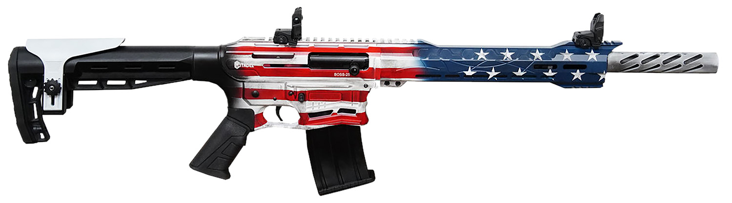 Citadel CBOSS2512USA Boss-25 12 Gauge 3″ 18.75″ 5+1 American Flag Cerakote Rec/Barrel Black Fixed Adjustable Comb Stock Right Hand
