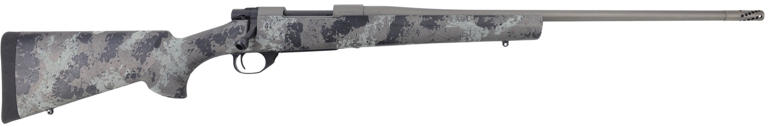 Howa HFN65CRGL 1500 Fence Line 6.5 Creedmoor 4+1 22″ Tungsten Cerakote Threaded Barrel, Tungsten Cerakote Aluminum Drilled & Tapped Receiver, Gray Light Camo Fixed Synthetic Stock, Right Hand
